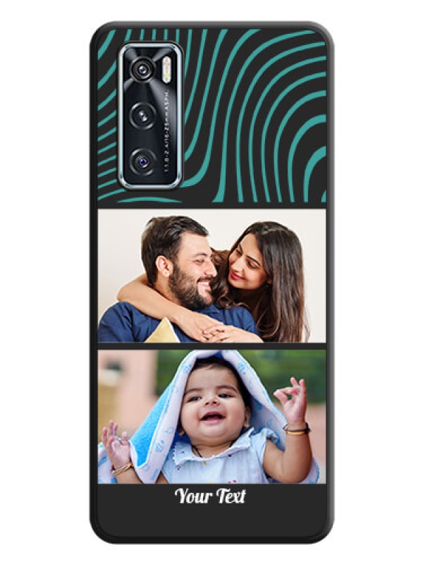 Custom Wave Pattern with 2 Image Holder on Space Black Personalized Soft Matte Phone Covers - Vivo V20 SE