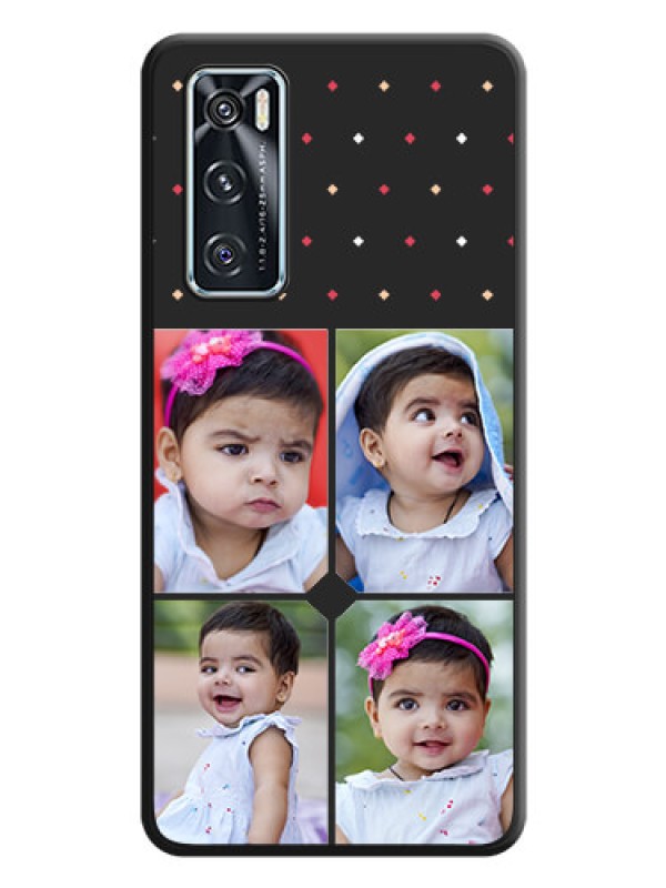 Custom Multicolor Dotted Pattern with 4 Image Holder on Space Black Custom Soft Matte Phone Cases - Vivo V20 SE