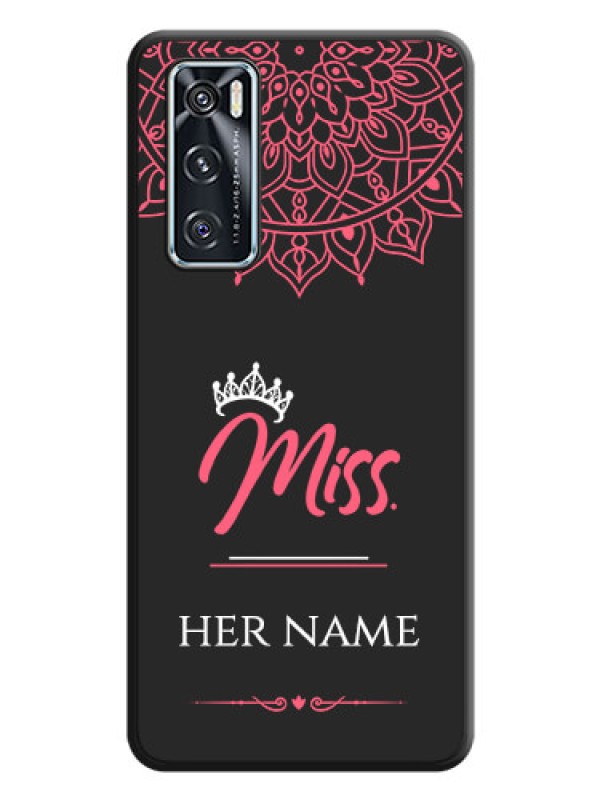 Custom Mrs Name with Floral Design on Space Black Personalized Soft Matte Phone Covers - Vivo V20 SE