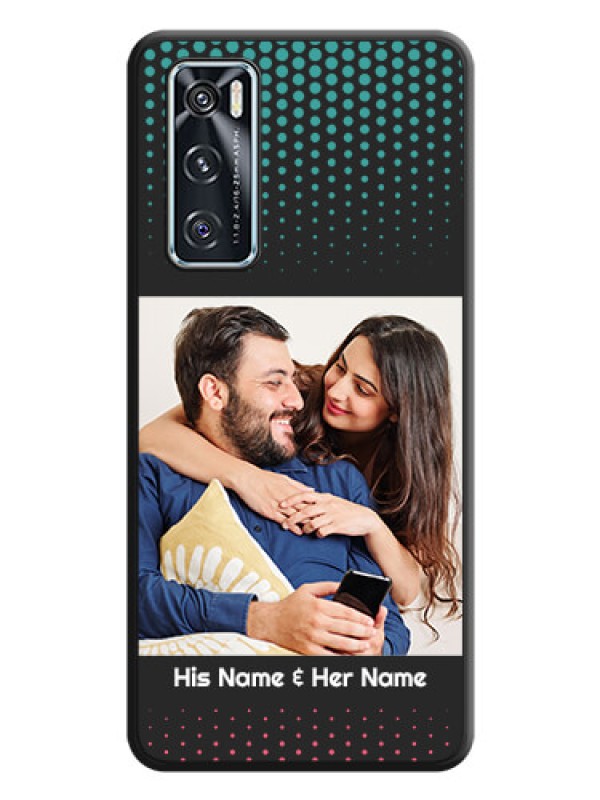 Custom Faded Dots with Grunge Photo Frame and Text on Space Black Custom Soft Matte Phone Cases - Vivo V20 SE