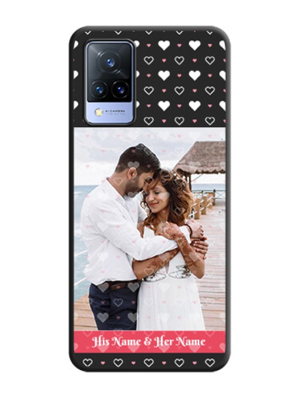 Custom White Color Love Symbols with Text Design on Photo on Space Black Soft Matte Phone Cover - Vivo V21 5G
