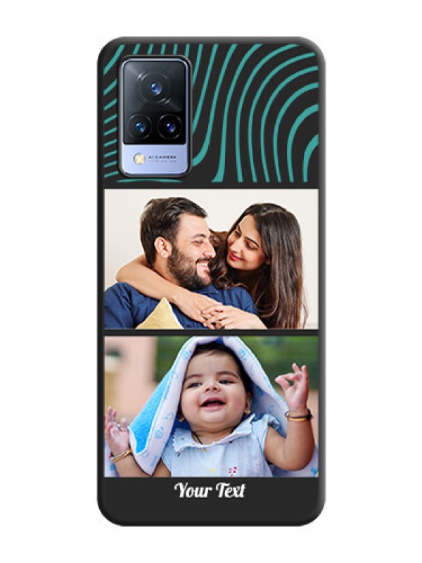 Custom Wave Pattern with 2 Image Holder on Space Black Personalized Soft Matte Phone Covers - Vivo V21 5G