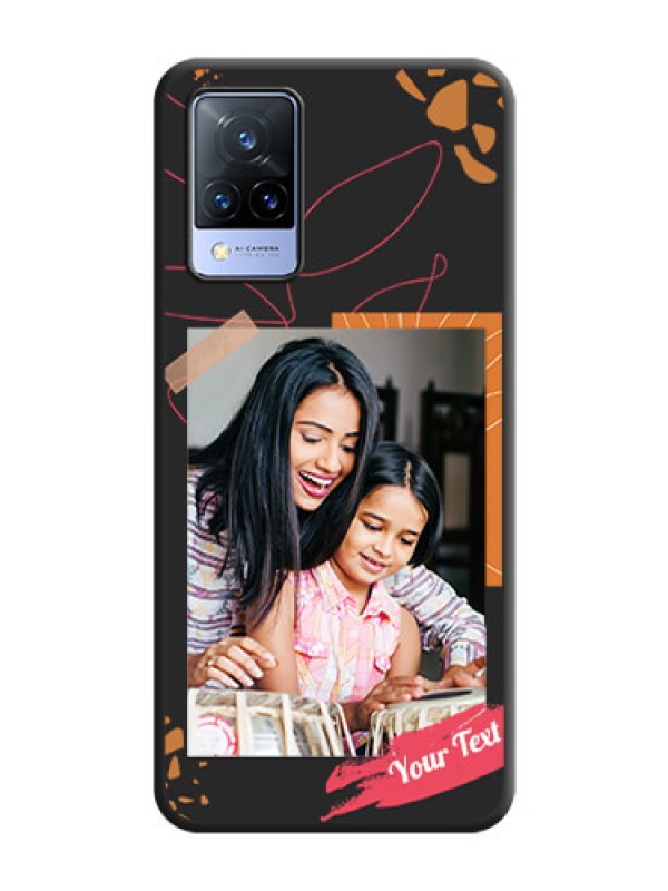 Custom Orange Photo Frame on Space Black Custom Soft Matte Phone Back Cover - Vivo V21 5G