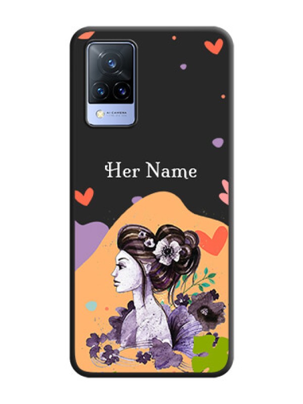 Custom Namecase For Her With Fancy Lady Image On Space Black Personalized Soft Matte Phone Covers -Vivo V21 5G