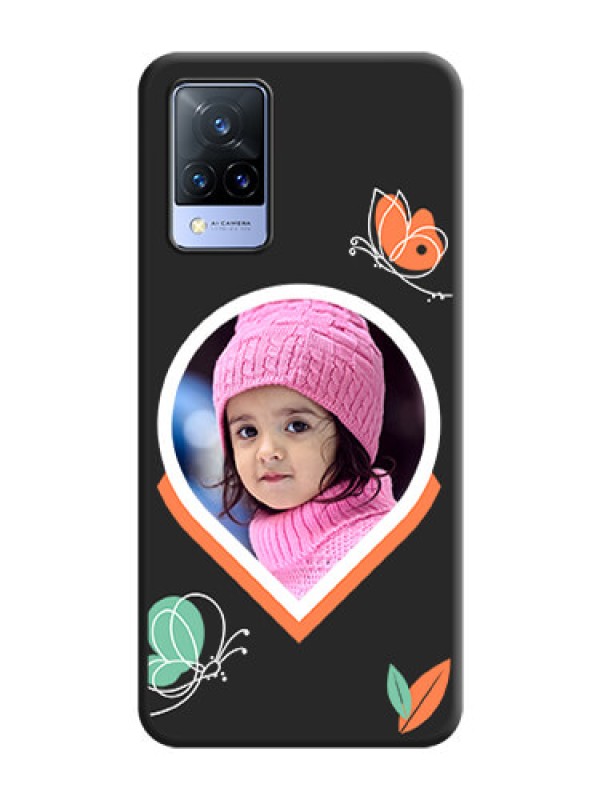 Custom Upload Pic With Simple Butterly Design On Space Black Personalized Soft Matte Phone Covers -Vivo V21 5G