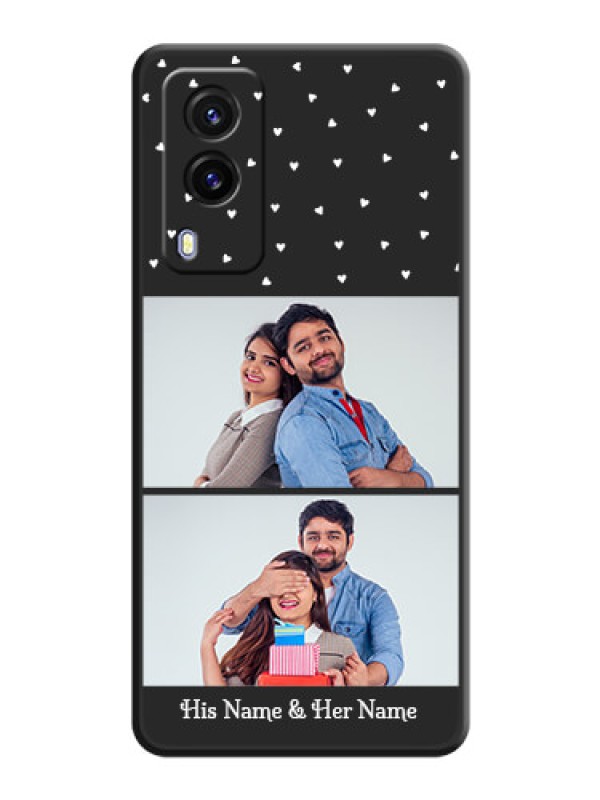 Custom Miniature Love Symbols with Name on Space Black Custom Soft Matte Back Cover - Vivo V21E 5G