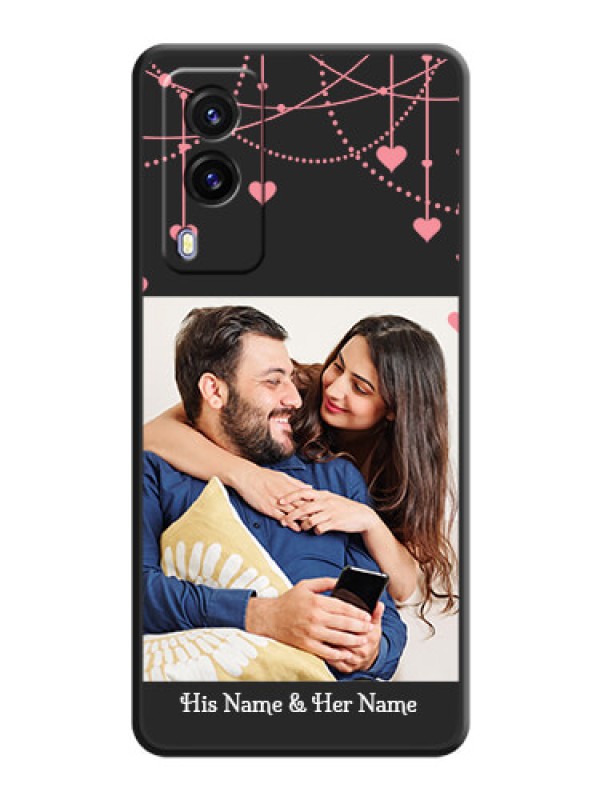 Custom Pink Love Hangings with Text on Space Black Custom Soft Matte Back Cover - Vivo V21E 5G