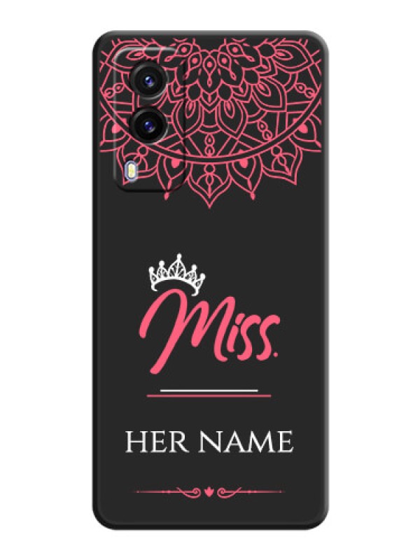 Custom Mrs Name with Floral Design on Space Black Personalized Soft Matte Phone Covers - Vivo V21E 5G