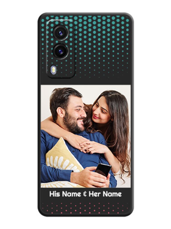 Custom Faded Dots with Grunge Photo Frame and Text on Space Black Custom Soft Matte Phone Cases - Vivo V21E 5G