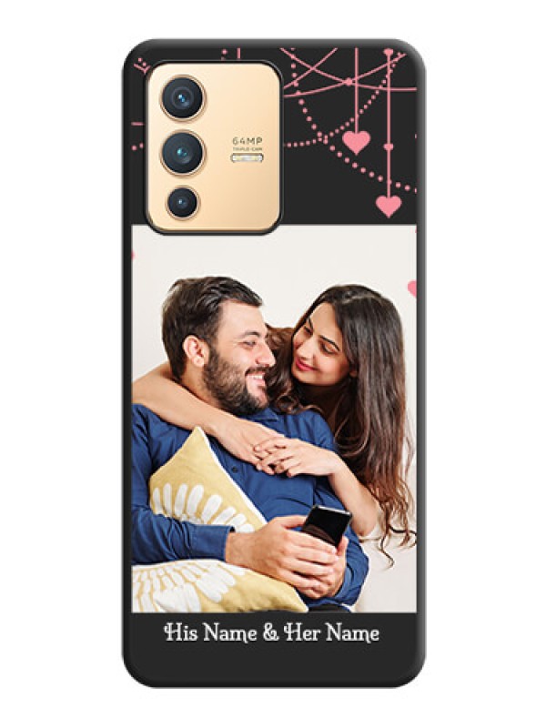 Custom Pink Love Hangings with Text on Space Black Custom Soft Matte Back Cover - Vivo V23 5G