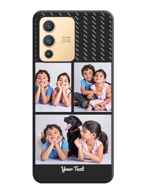 Custom Cross Dotted Pattern with 2 Image Holder  on Personalised Space Black Soft Matte Cases - Vivo V23 5G