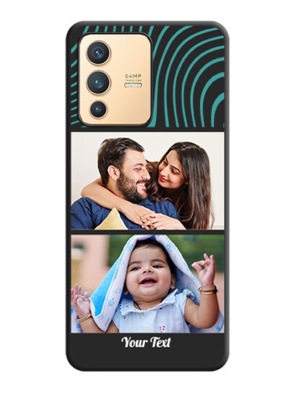 Custom Wave Pattern with 2 Image Holder on Space Black Personalized Soft Matte Phone Covers - Vivo V23 5G