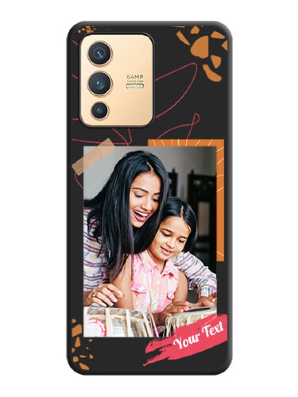 Custom Orange Photo Frame on Space Black Custom Soft Matte Phone Back Cover - Vivo V23 5G