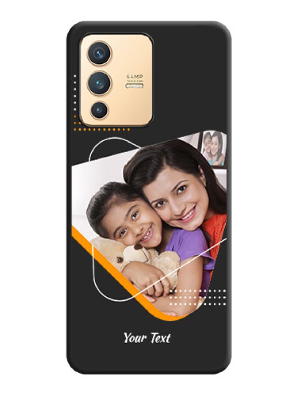 Custom Yellow Triangle on Photo on Space Black Soft Matte Phone Cover - Vivo V23 5G