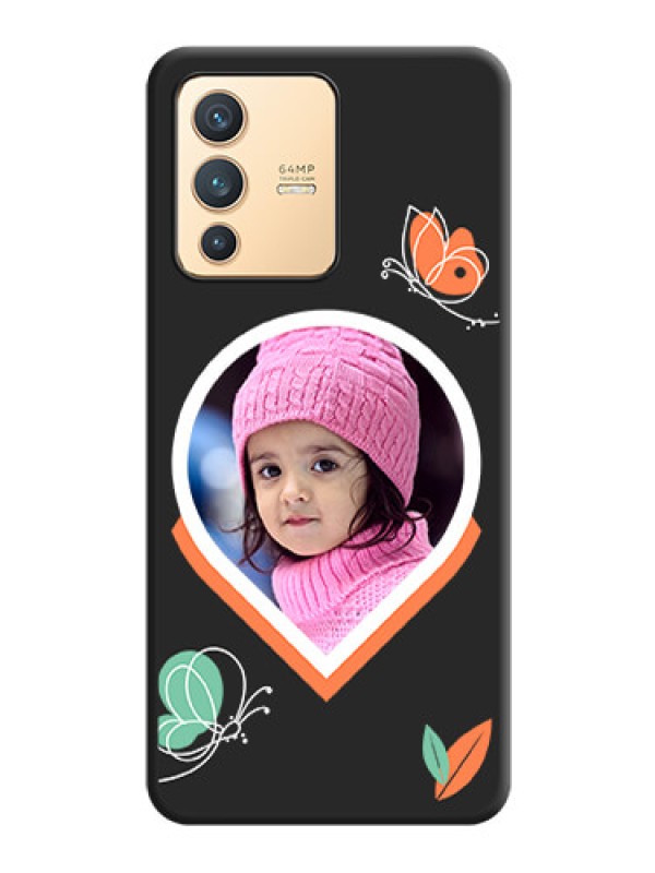 Custom Upload Pic With Simple Butterly Design On Space Black Personalized Soft Matte Phone Covers -Vivo V23 5G