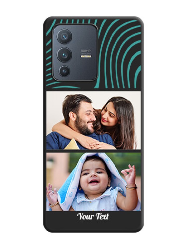 Custom Wave Pattern with 2 Image Holder on Space Black Personalized Soft Matte Phone Covers - Vivo V23 Pro 5G