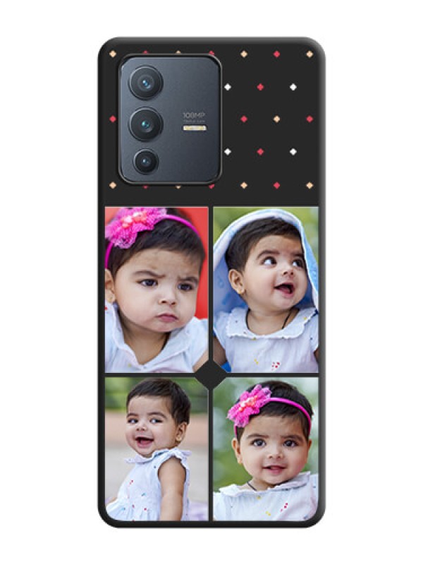 Custom Multicolor Dotted Pattern with 4 Image Holder on Space Black Custom Soft Matte Phone Cases - Vivo V23 Pro 5G