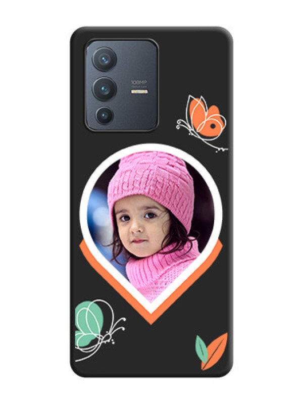 Custom Upload Pic With Simple Butterly Design On Space Black Personalized Soft Matte Phone Covers -Vivo V23 Pro 5G