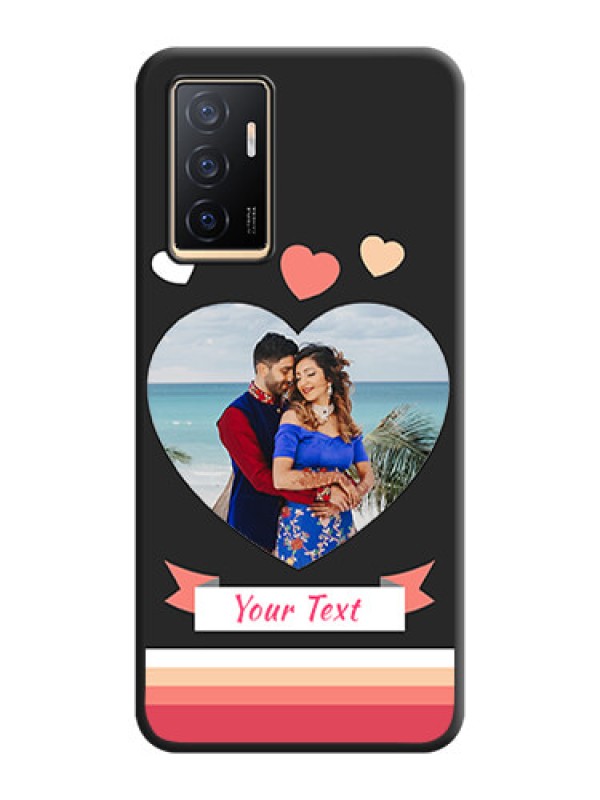 Custom Love Shaped Photo with Colorful Stripes on Personalised Space Black Soft Matte Cases - Vivo V23e 5G