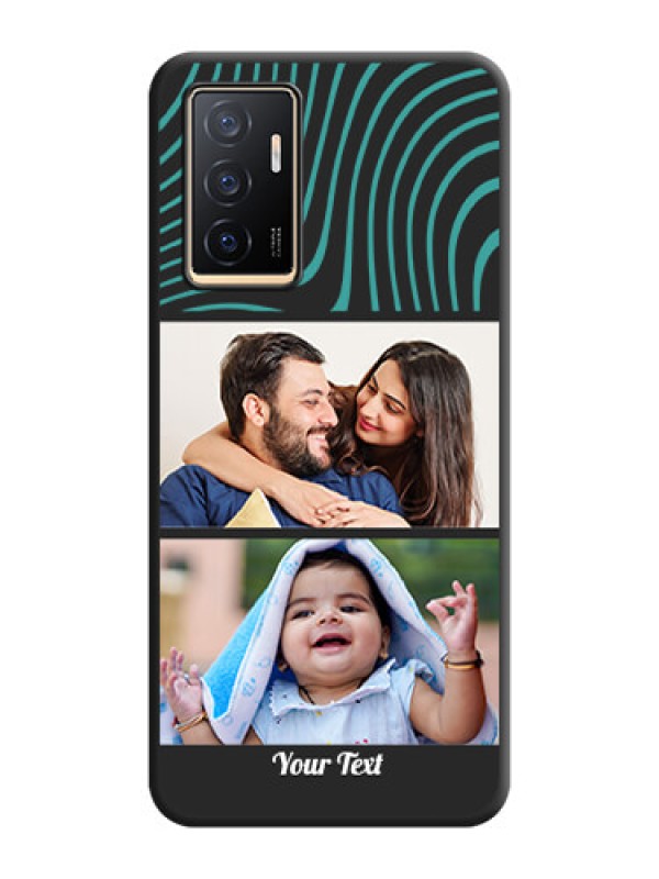 Custom Wave Pattern with 2 Image Holder on Space Black Personalized Soft Matte Phone Covers - Vivo V23e 5G