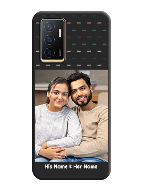 Custom Line Pattern Design with Text on Space Black Custom Soft Matte Phone Back Cover - Vivo V23e 5G