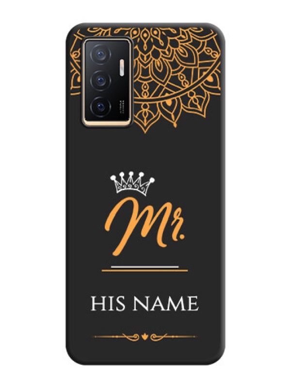Custom Mr Name with Floral Design  on Personalised Space Black Soft Matte Cases - Vivo V23e 5G