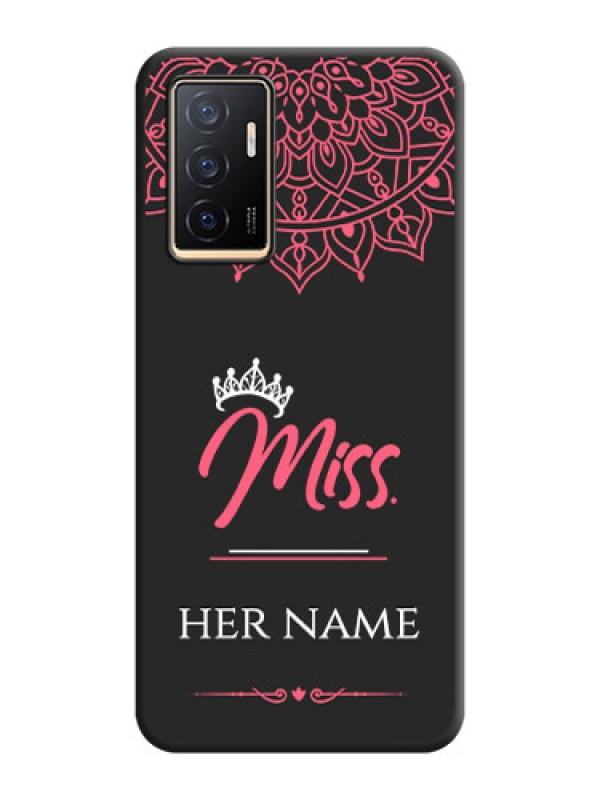 Custom Mrs Name with Floral Design on Space Black Personalized Soft Matte Phone Covers - Vivo V23e 5G