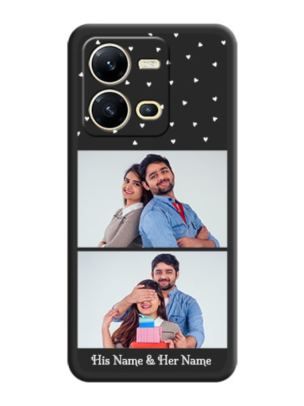 Custom Miniature Love Symbols with Name on Space Black Custom Soft Matte Back Cover - Vivo V25 5G