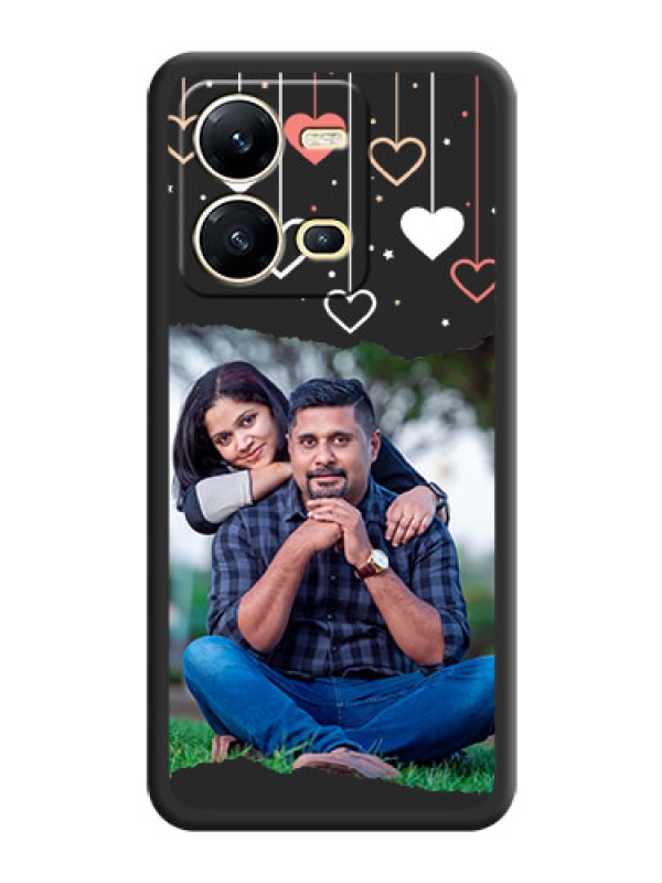 Custom Love Hangings with Splash Wave Picture on Space Black Custom Soft Matte Phone Back Cover - Vivo V25 5G