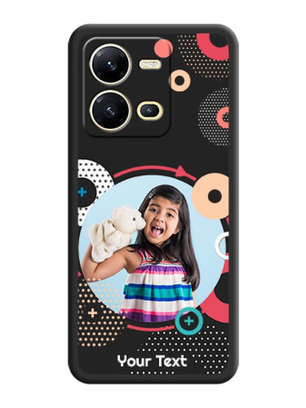 Custom Multicoloured Round Image on Personalised Space Black Soft Matte Cases - Vivo V25 5G