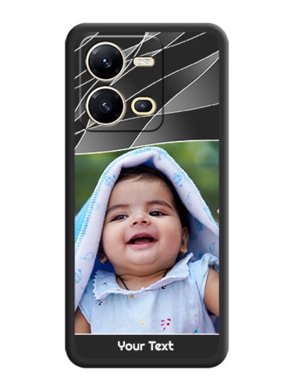 Custom Mixed Wave Lines on Photo on Space Black Soft Matte Mobile Cover - Vivo V25 5G