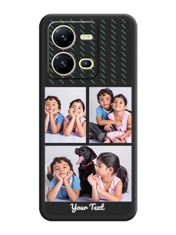 Custom Cross Dotted Pattern with 2 Image Holder  on Personalised Space Black Soft Matte Cases - Vivo V25 5G