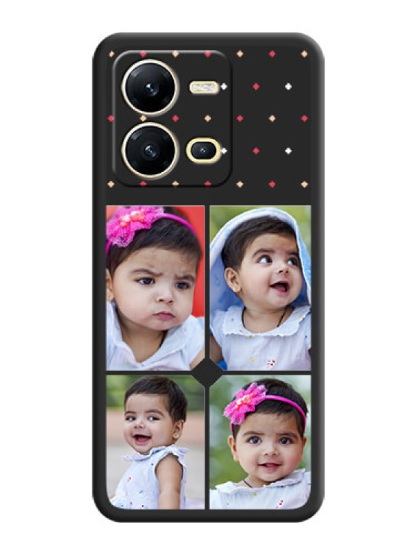 Custom Multicolor Dotted Pattern with 4 Image Holder on Space Black Custom Soft Matte Phone Cases - Vivo V25 5G