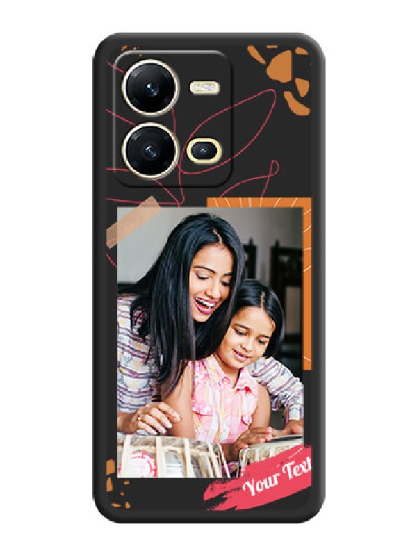 Custom Orange Photo Frame on Space Black Custom Soft Matte Phone Back Cover - Vivo V25 5G