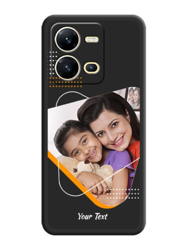 Custom Yellow Triangle on Photo on Space Black Soft Matte Phone Cover - Vivo V25 5G