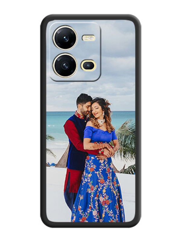 Custom Full Single Pic Upload On Space Black Personalized Soft Matte Phone Covers -Vivo V25 5G