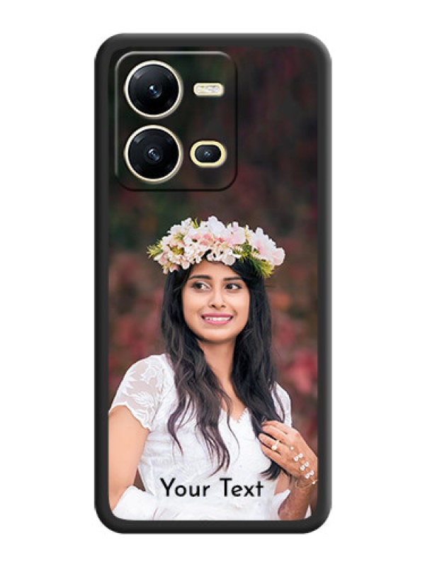Custom Full Single Pic Upload With Text On Space Black Personalized Soft Matte Phone Covers -Vivo V25 5G