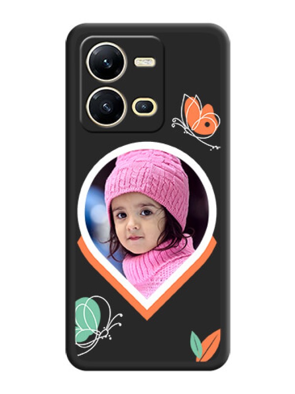 Custom Upload Pic With Simple Butterly Design On Space Black Personalized Soft Matte Phone Covers -Vivo V25 5G