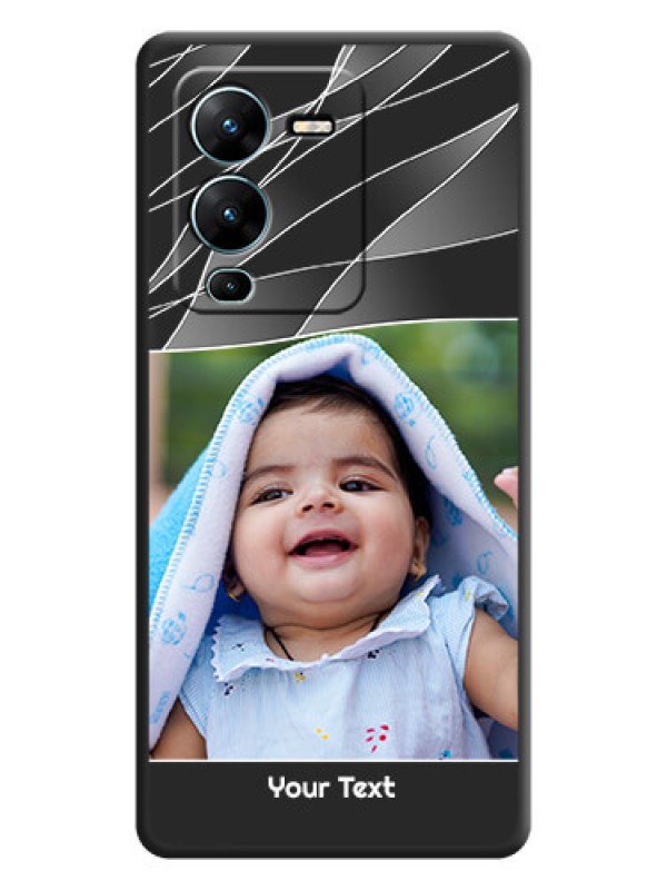 Custom Mixed Wave Lines on Photo on Space Black Soft Matte Mobile Cover - Vivo V25 Pro 5G