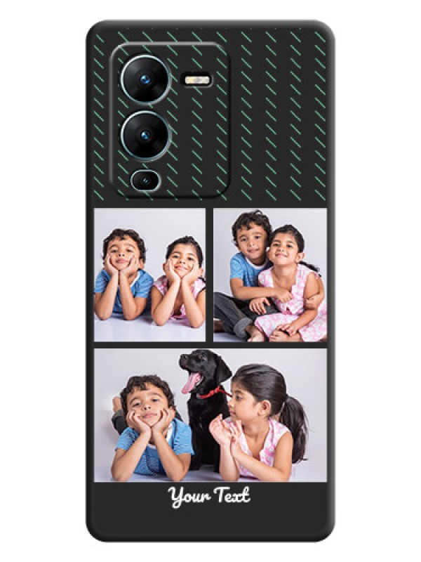 Custom Cross Dotted Pattern with 2 Image Holder  on Personalised Space Black Soft Matte Cases - Vivo V25 Pro 5G