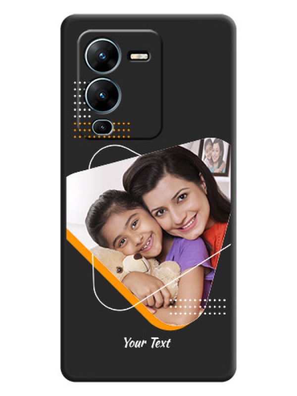 Custom Yellow Triangle on Photo on Space Black Soft Matte Phone Cover - Vivo V25 Pro 5G