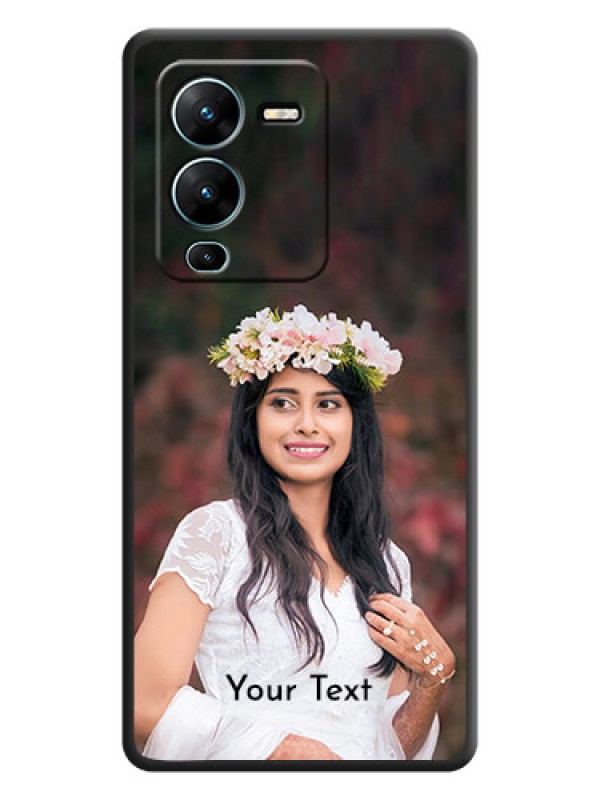 Custom Full Single Pic Upload With Text On Space Black Personalized Soft Matte Phone Covers -Vivo V25 Pro 5G