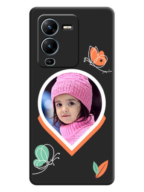 Custom Upload Pic With Simple Butterly Design On Space Black Personalized Soft Matte Phone Covers -Vivo V25 Pro 5G