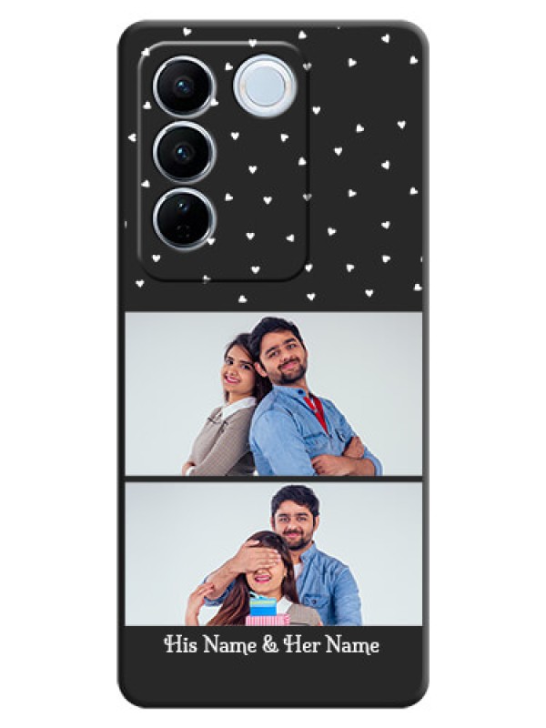Custom Miniature Love Symbols with Name on Space Black Custom Soft Matte Back Cover - Vivo V27 Pro