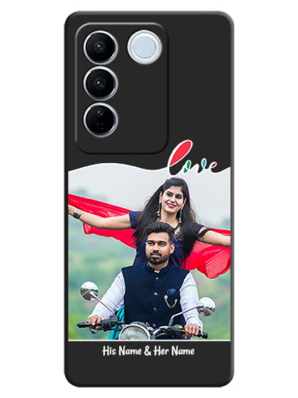 Custom Fall in Love Pattern with Picture on Photo on Space Black Soft Matte Mobile Case - Vivo V27 Pro