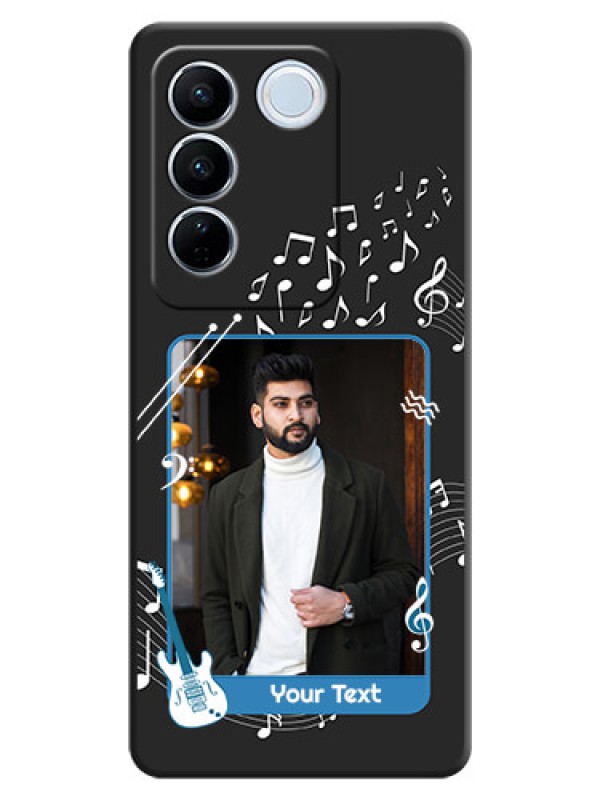 Custom Musical Theme Design with Text on Photo on Space Black Soft Matte Mobile Case - Vivo V27 Pro