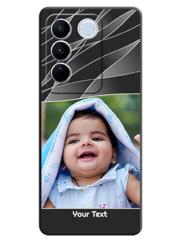 Custom Mixed Wave Lines on Photo on Space Black Soft Matte Mobile Cover - Vivo V27 Pro