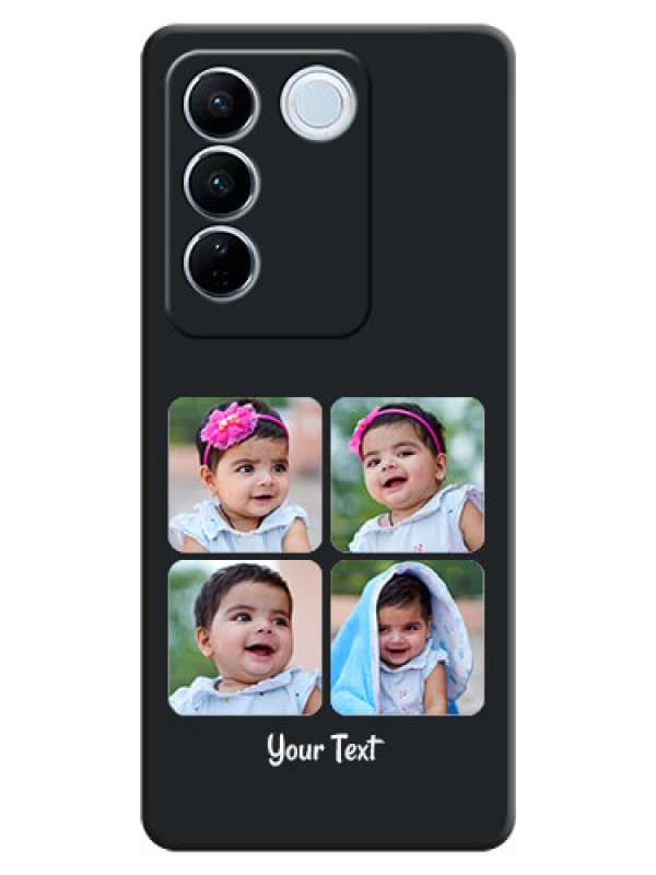 Custom Floral Art with 6 Image Holder on Photo on Space Black Soft Matte Mobile Case - Vivo V27 Pro