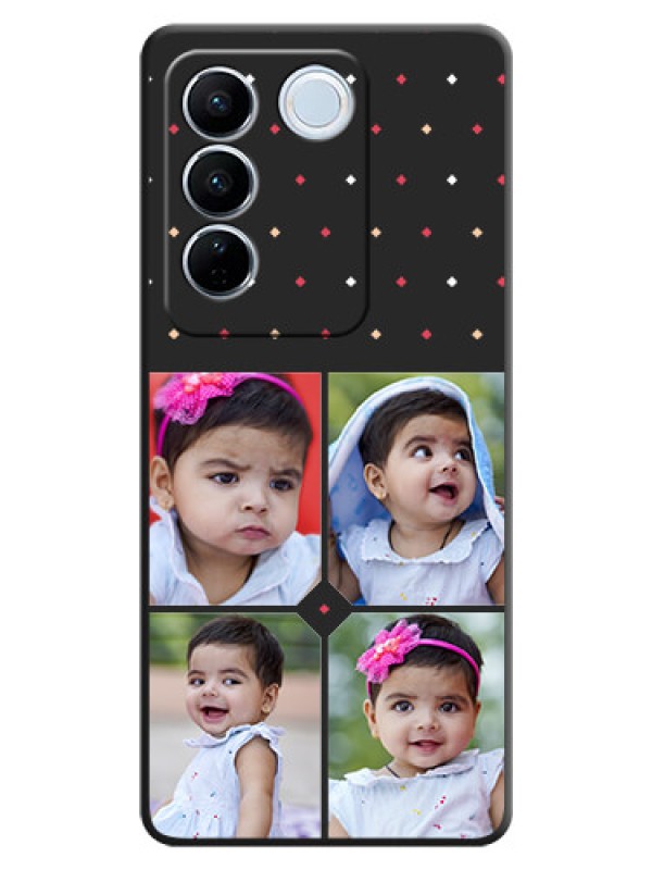 Custom Multicolor Dotted Pattern with 4 Image Holder on Space Black Custom Soft Matte Phone Cases - Vivo V27 Pro