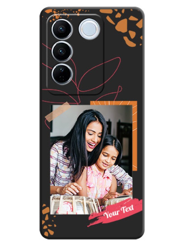 Custom Orange Photo Frame on Space Black Custom Soft Matte Phone Back Cover - Vivo V27 Pro